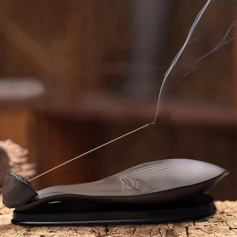 Brûleur d'encens en céramique marron Buddha Stones et gousse de lotus Zen Healing - image 4