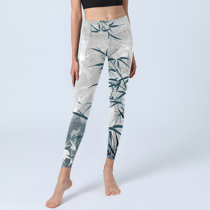 Pantalon de yoga pour femme avec leggings de sport imprimés en bambou et Buddha Stones - image 6