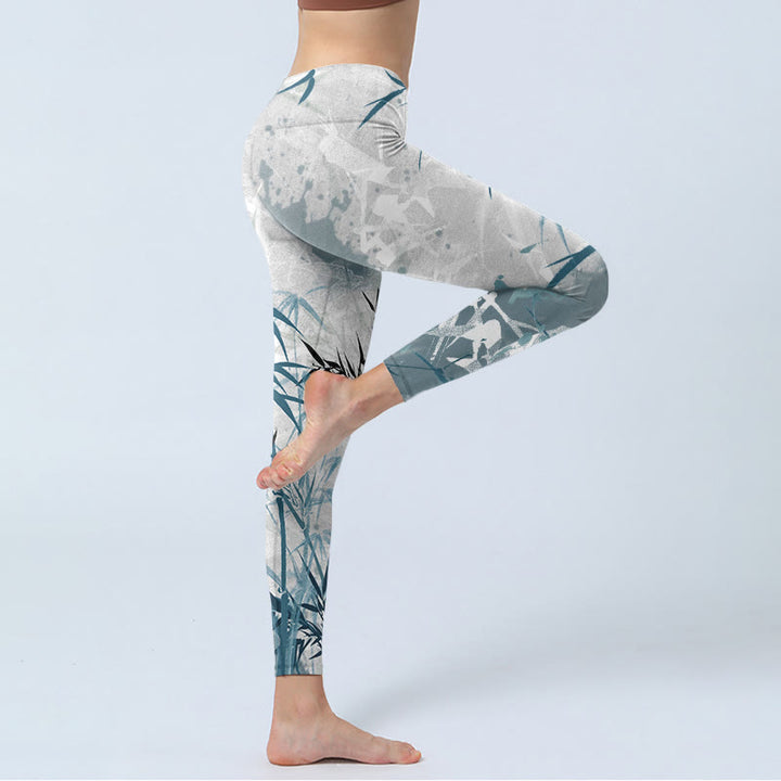 Pantalon de yoga pour femme avec leggings de sport imprimés en bambou et Buddha Stones - image 4