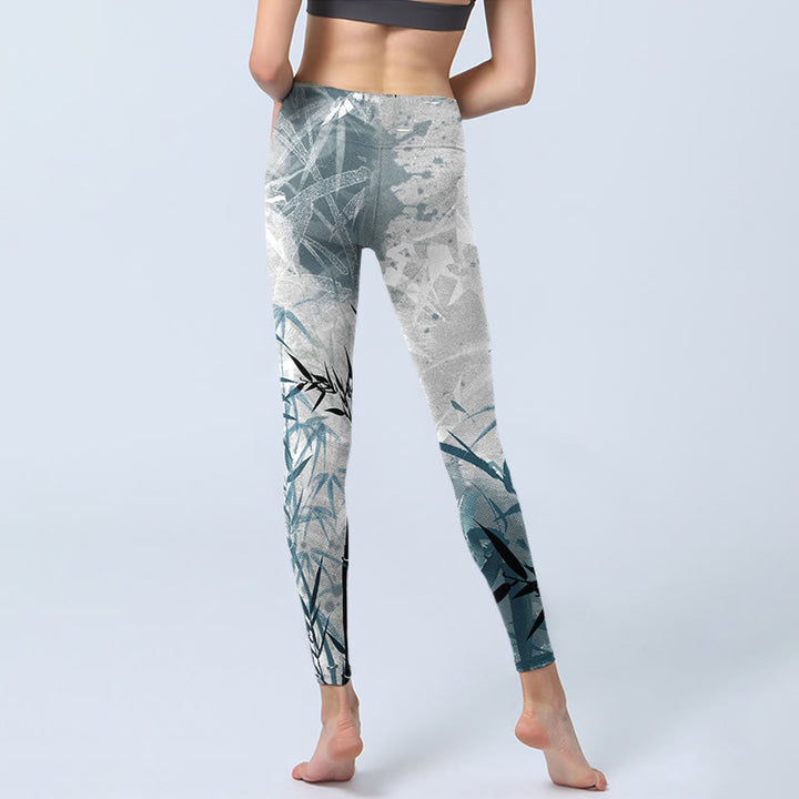 Pantalon de yoga pour femme avec leggings de sport imprimés en bambou et Buddha Stones - image 7