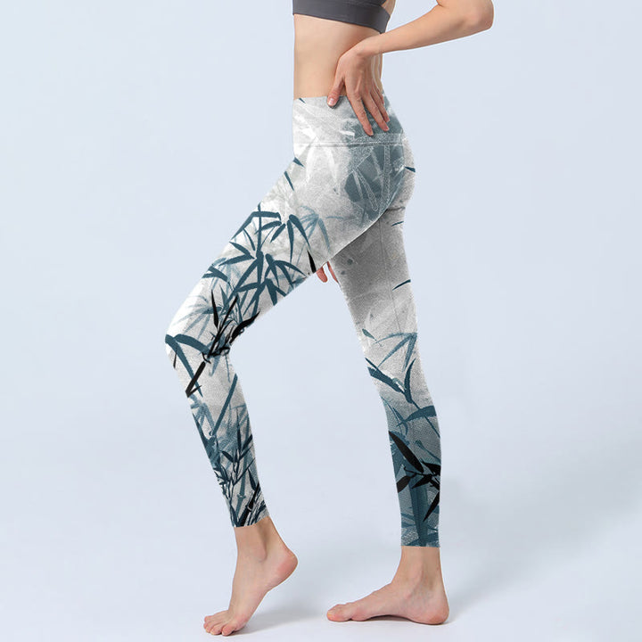 Pantalon de yoga pour femme avec leggings de sport imprimés en bambou et Buddha Stones - image 3
