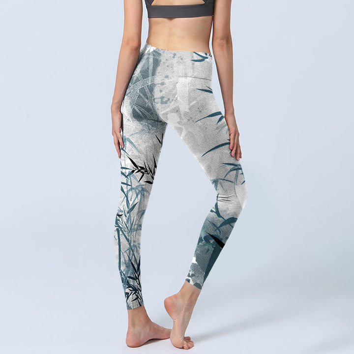 Pantalon de yoga pour femme avec leggings de sport imprimés en bambou et Buddha Stones - image 5