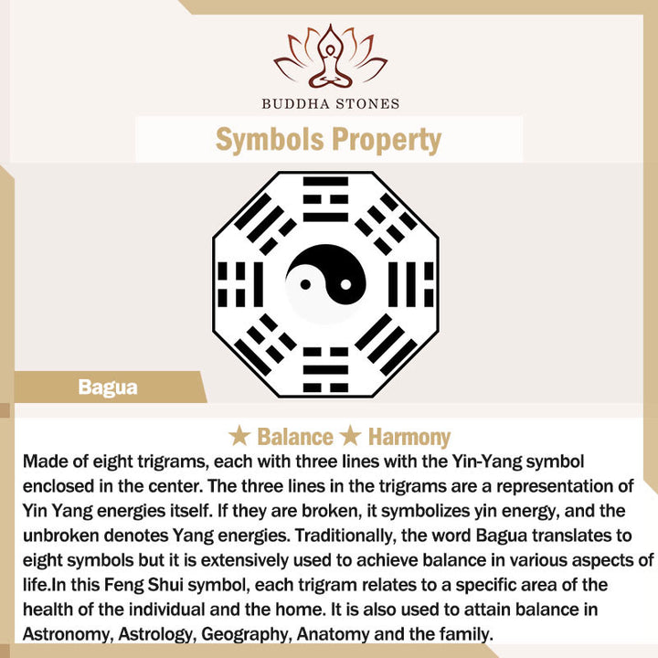 Bracelet d'harmonie en cuivre plaqué or avec perles en bois de santal et Buddha Stones, caractère chinois Bagua Yin Yang