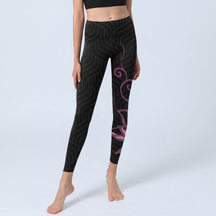 Pantalon de yoga pour femme avec imprimé fleur de lotus noir et rose Buddha Stones - image 5