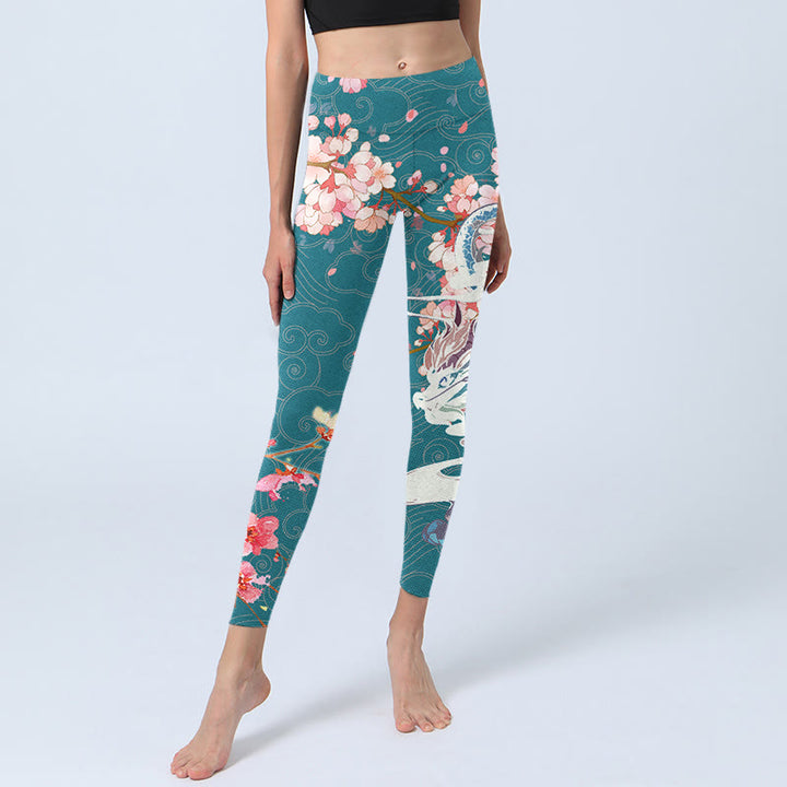 Leggings de sport à imprimé Buddha Stones Dragon Cherry Blossoms Pantalon de yoga pour femme - image 6