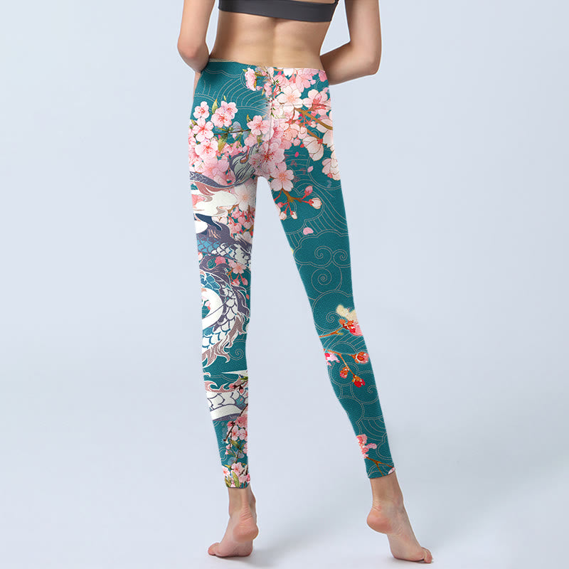 Leggings de sport à imprimé Buddha Stones Dragon Cherry Blossoms Pantalon de yoga pour femme - image 6