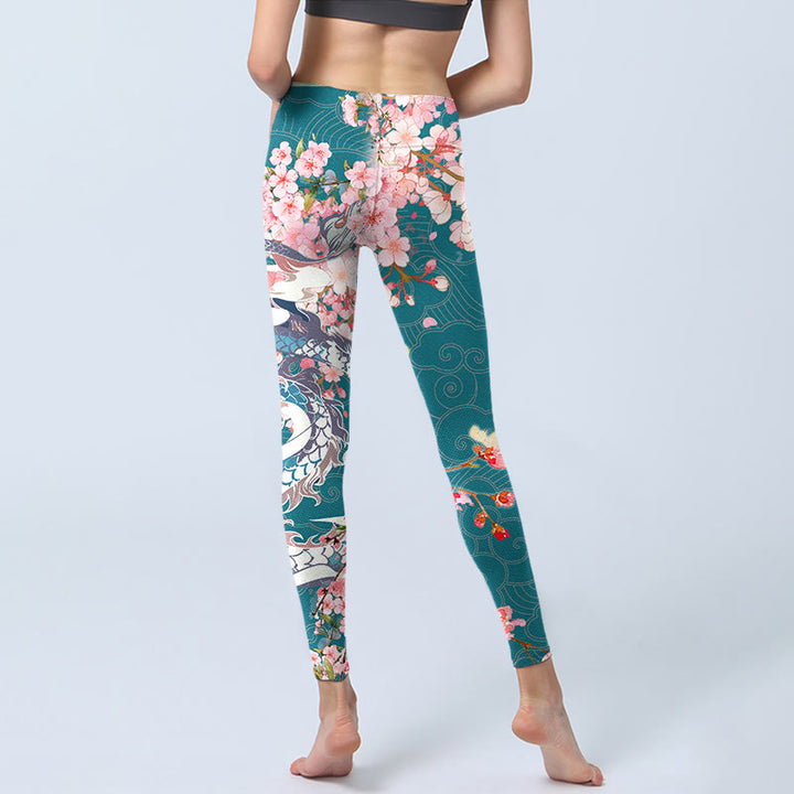 Leggings de sport à imprimé Buddha Stones Dragon Cherry Blossoms Pantalon de yoga pour femme - image 6