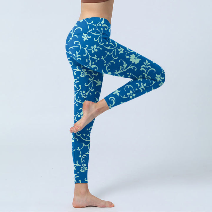 Leggings de sport à imprimé Buddha Stones Vine Plants Flowers Pantalon de yoga pour femme - image 5
