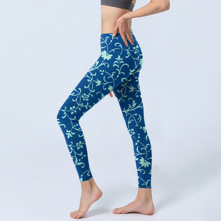 Leggings de sport à imprimé Buddha Stones Vine Plants Flowers Pantalon de yoga pour femme - image 3