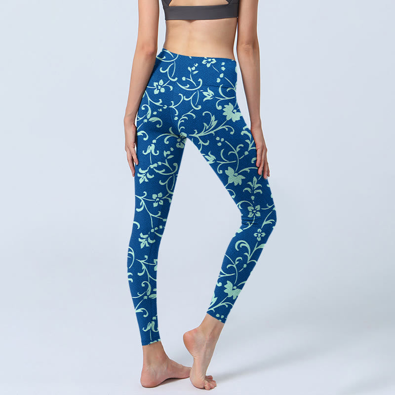 Leggings de sport à imprimé Buddha Stones Vine Plants Flowers Pantalon de yoga pour femme - image 4