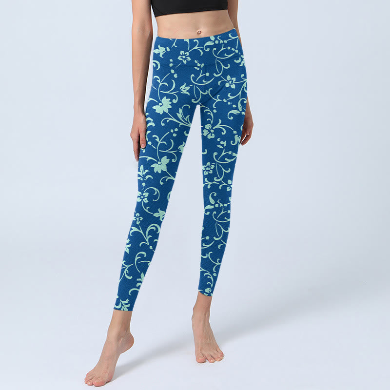 Leggings de sport à imprimé Buddha Stones Vine Plants Flowers Pantalon de yoga pour femme - image 6