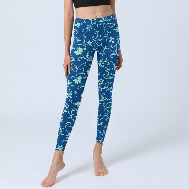 Leggings de sport à imprimé Buddha Stones Vine Plants Flowers Pantalon de yoga pour femme - image 6