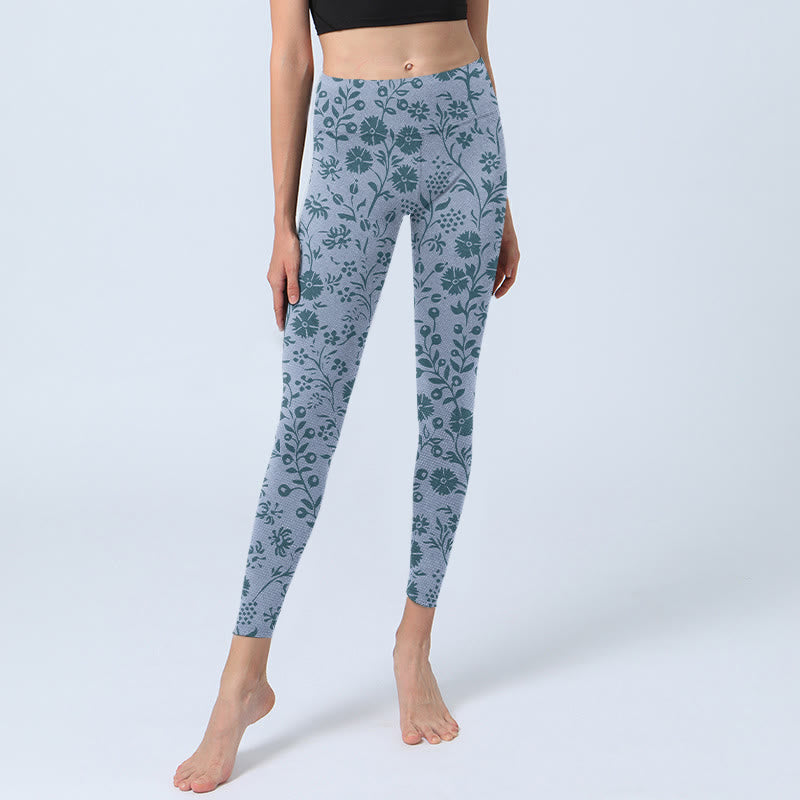 Leggings de sport à imprimé fleurs luxuriantes et plantes de Buddha Stones Pantalons de yoga pour femmes - image 6