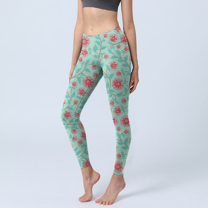 Leggings de sport à imprimé Buddha Stones Pantalon de yoga pour femme - Aigue-marine moyenne - US18，UK/AU22，EU50 (4XL) - image 1