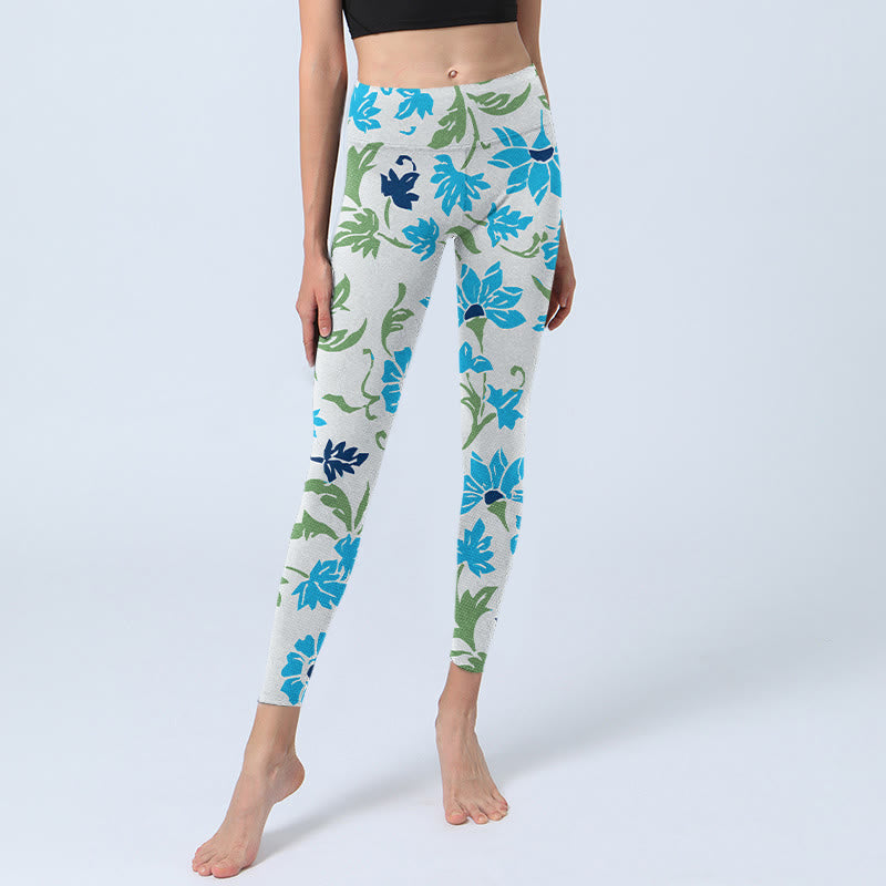 Pantalon de yoga pour femme avec imprimé Buddha Stones Blossom Leaves Gym Leggings - image 6