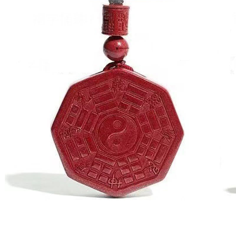 Collier pendentif calme en Buddha Stones en cinabre naturel Bagua Taishang Laojun Fu