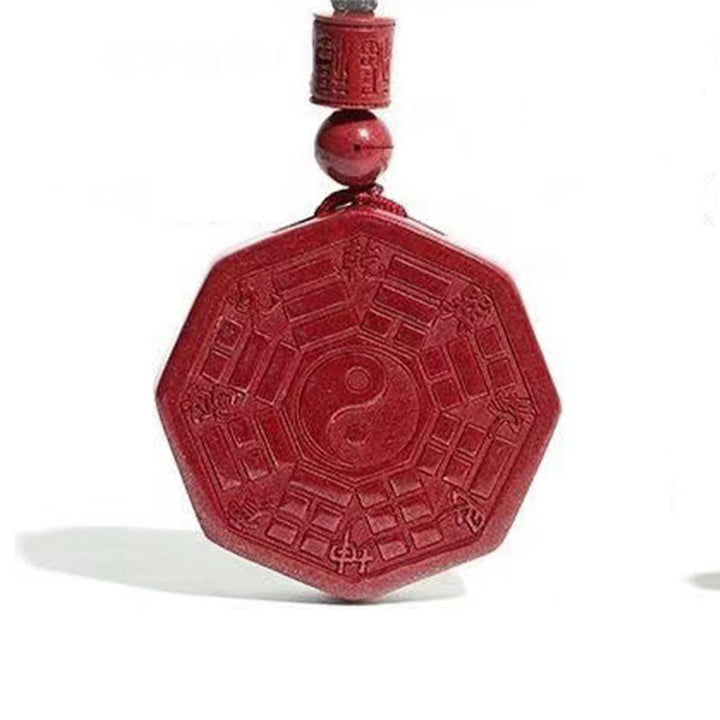 Collier pendentif calme en Buddha Stones en cinabre naturel Bagua Taishang Laojun Fu