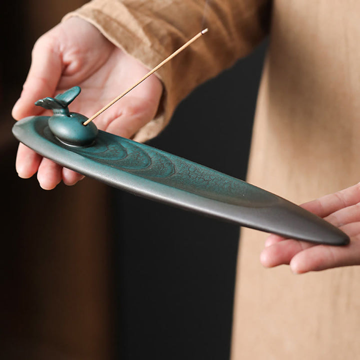 Buddha Stones Trois pierres Vagues Papillon Bambou Guérison Bâton en céramique Brûleur d'encens Décoration - image 12