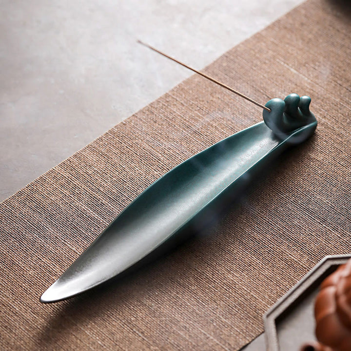 Buddha Stones Trois pierres Vagues Papillon Bambou Guérison Bâton en céramique Brûleur d'encens Décoration - image 9