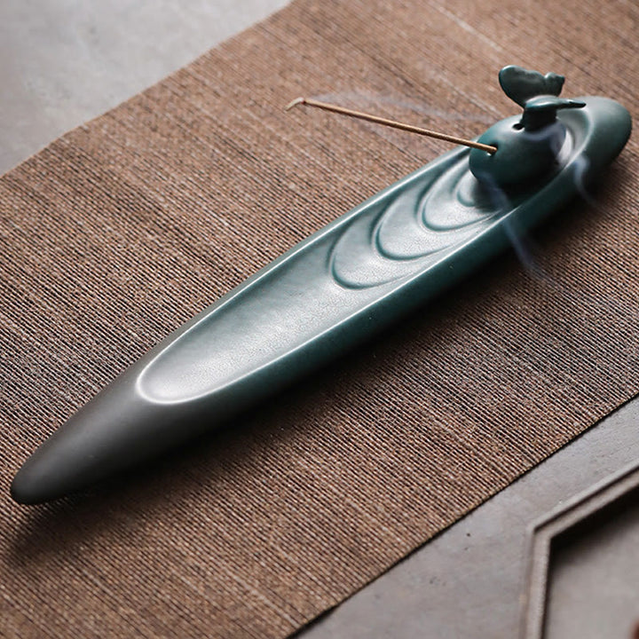 Buddha Stones Trois pierres Vagues Papillon Bambou Guérison Bâton en céramique Brûleur d'encens Décoration - image 14