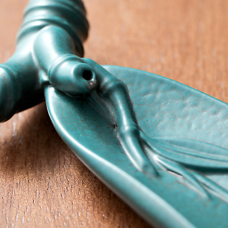 Buddha Stones Trois pierres Vagues Papillon Bambou Guérison Bâton en céramique Brûleur d'encens Décoration - image 17