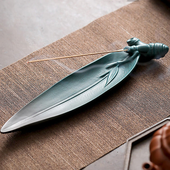 Buddha Stones Trois pierres Vagues Papillon Bambou Guérison Bâton en céramique Brûleur d'encens Décoration - image 16