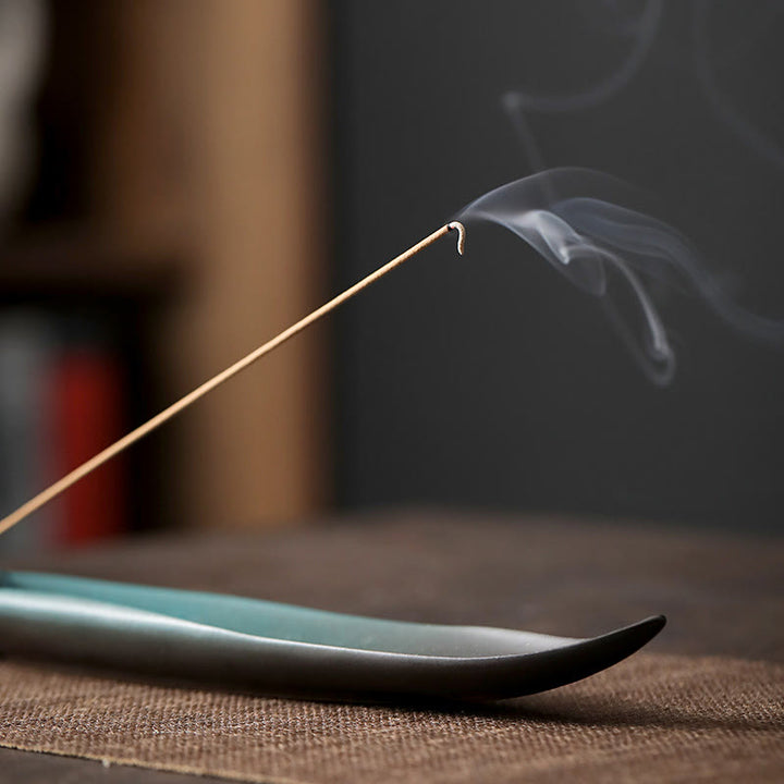 Buddha Stones Trois pierres Vagues Papillon Bambou Guérison Bâton en céramique Brûleur d'encens Décoration - image 18