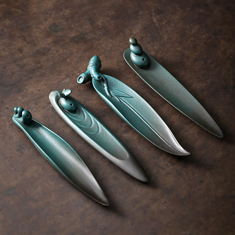 Buddha Stones Trois pierres Vagues Papillon Bambou Guérison Bâton en céramique Brûleur d'encens Décoration - image 1