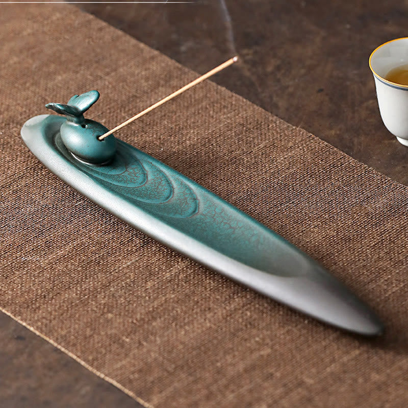 Buddha Stones Trois pierres Vagues Papillon Bambou Guérison Bâton en céramique Brûleur d'encens Décoration - image 13