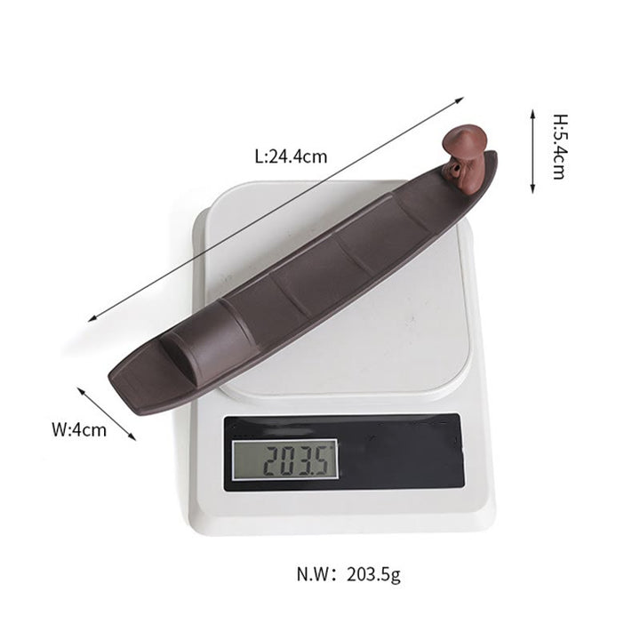 Brûleur d'encens en céramique en forme de bateau de pêcheur en Buddha Stones, argile violette, guérison de la paix, décoration - image 7