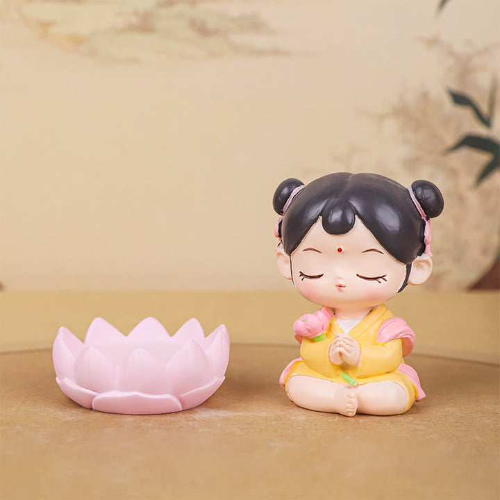 Buddha Stones Méditation Avalokitesvara Lotus Garçon Fille Statue Résine Harmonie Décoration de la Maison - image 12