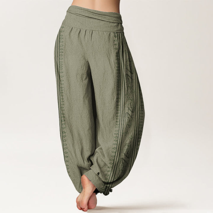 Pantalon Buddha Stones à taille élastique pour femme avec motif de roue du Dharma et de lotus OM - image 7