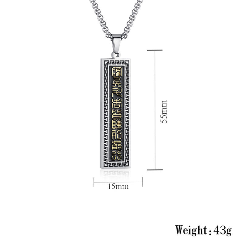 Collier pendentif équilibre Yin Yang Bagua en acier titane avec mantra en neuf mots de Buddha Stones - image 9