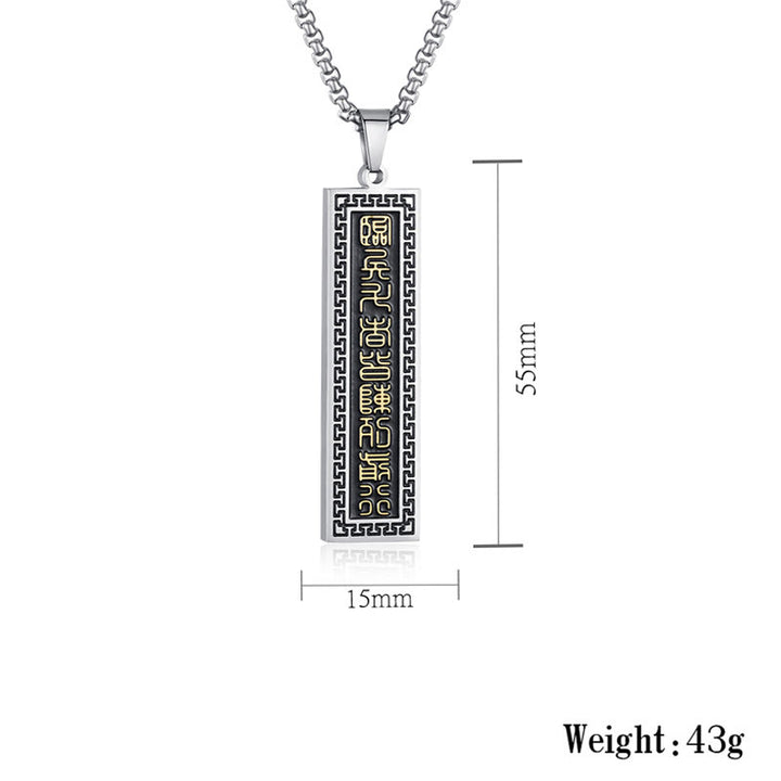 Collier pendentif équilibre Yin Yang Bagua en acier titane avec mantra en neuf mots de Buddha Stones - image 9
