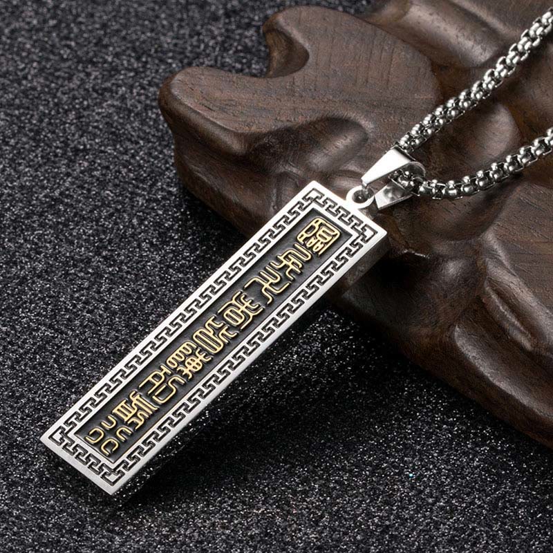 Collier pendentif équilibre Yin Yang Bagua en acier titane avec mantra en neuf mots de Buddha Stones - image 2