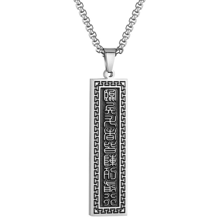 Collier pendentif équilibre Yin Yang Bagua en acier titane avec mantra en neuf mots de Buddha Stones - image 11