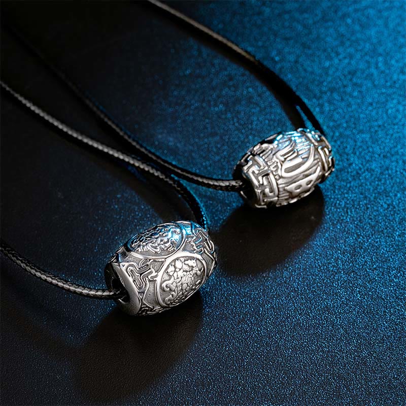 Collier pendentif sagesse tibétain en acier titane avec Buddha Stones Om Mani Padme Hum et quatre bêtes mythiques - image 2