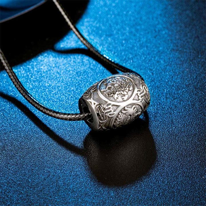 Collier pendentif sagesse tibétain en acier titane avec Buddha Stones Om Mani Padme Hum et quatre bêtes mythiques - image 3