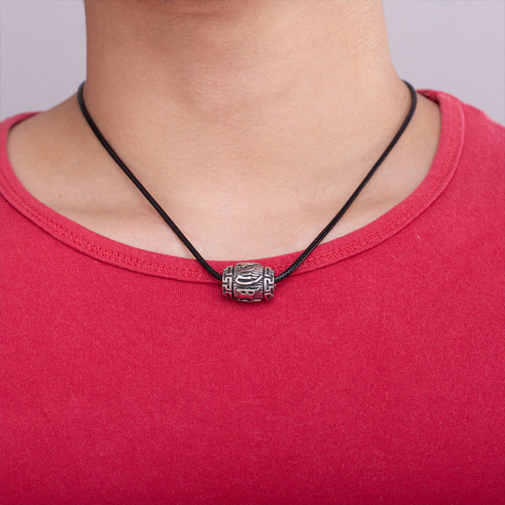 Collier pendentif sagesse tibétain en acier titane avec Buddha Stones Om Mani Padme Hum et quatre bêtes mythiques - image 9