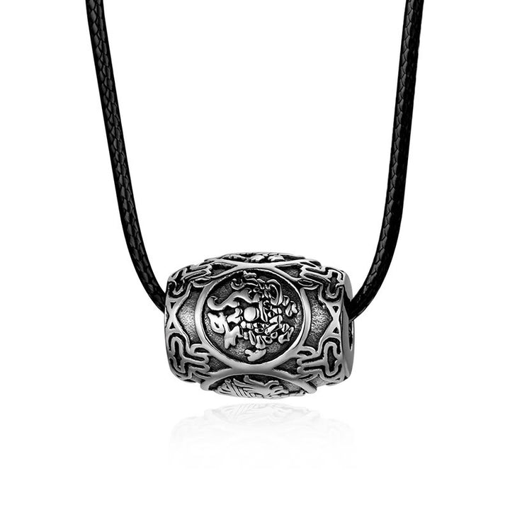 Collier pendentif sagesse tibétain en acier titane avec Buddha Stones Om Mani Padme Hum et quatre bêtes mythiques - image 6