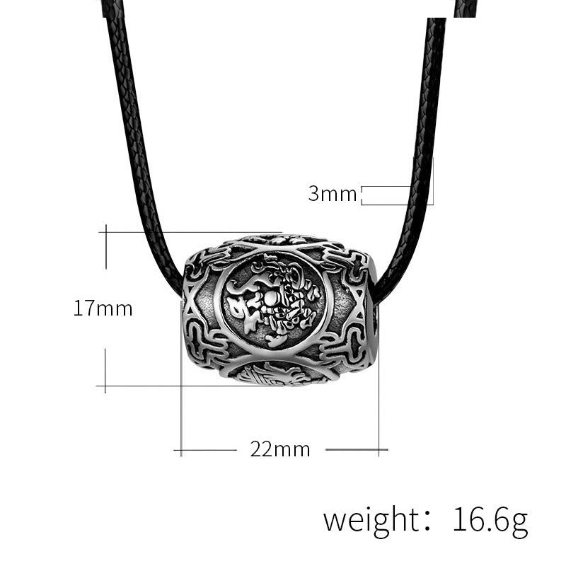 Collier pendentif sagesse tibétain en acier titane avec Buddha Stones Om Mani Padme Hum et quatre bêtes mythiques - image 7