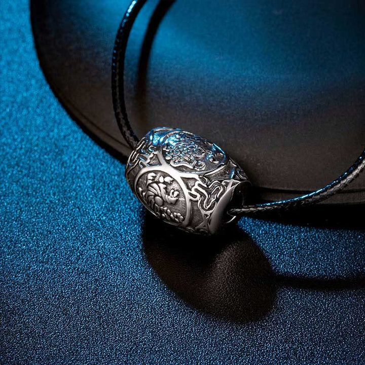 Collier pendentif sagesse tibétain en acier titane avec Buddha Stones Om Mani Padme Hum et quatre bêtes mythiques - image 5