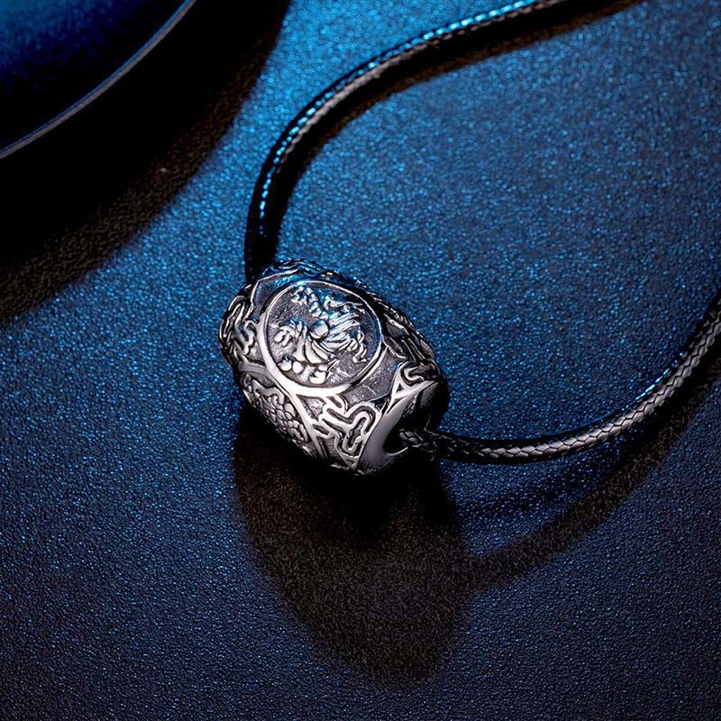 Collier pendentif sagesse tibétain en acier titane avec Buddha Stones Om Mani Padme Hum et quatre bêtes mythiques - image 4
