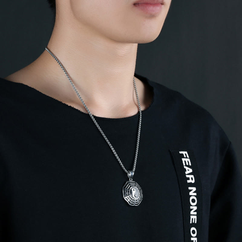 Collier pendentif d'équilibre en acier titane avec Buddha Stones et motif Bagua Yin Yang - image 16