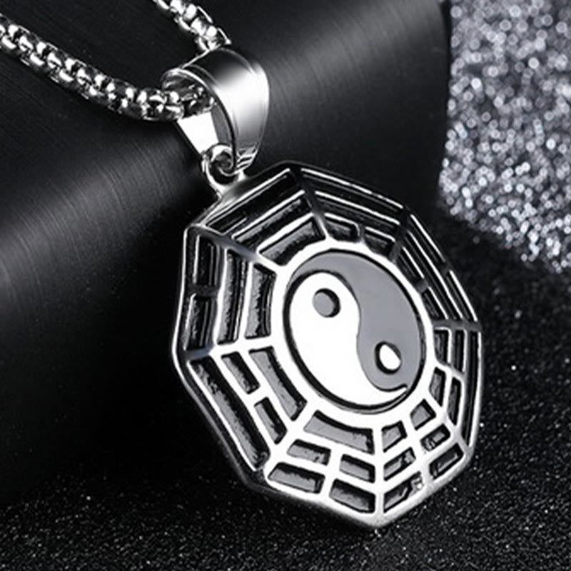 Collier pendentif d'équilibre en acier titane avec Buddha Stones et motif Bagua Yin Yang - image 13