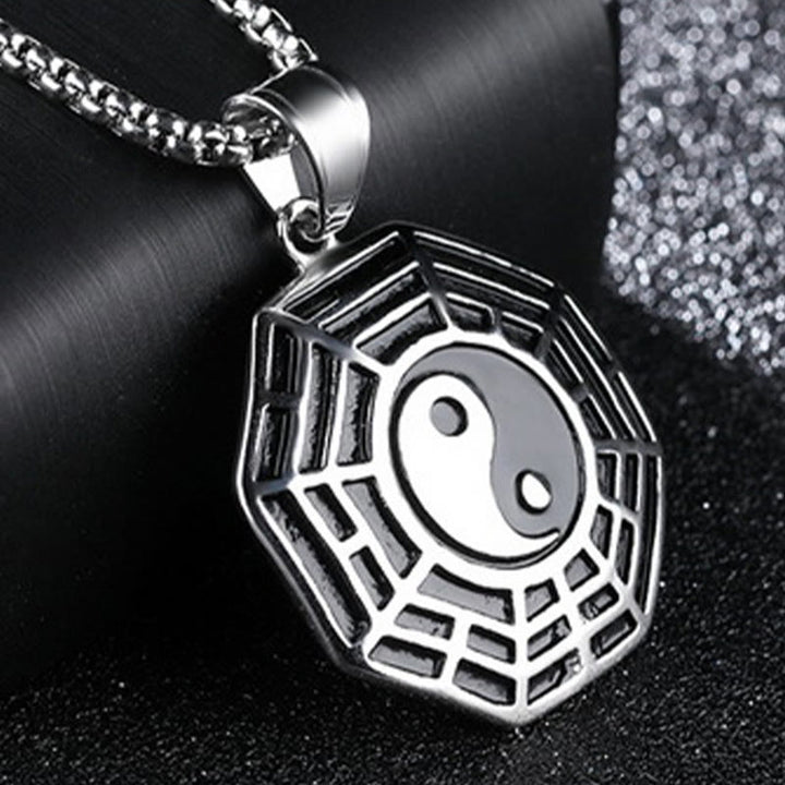 Collier pendentif d'équilibre en acier titane avec Buddha Stones et motif Bagua Yin Yang - image 13