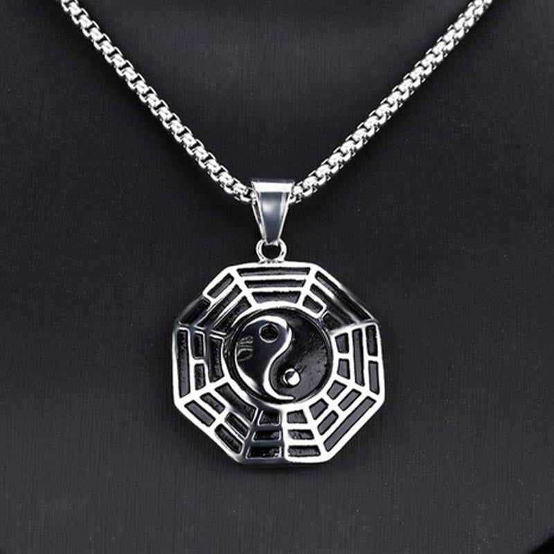 Collier pendentif d'équilibre en acier titane avec Buddha Stones et motif Bagua Yin Yang - image 15