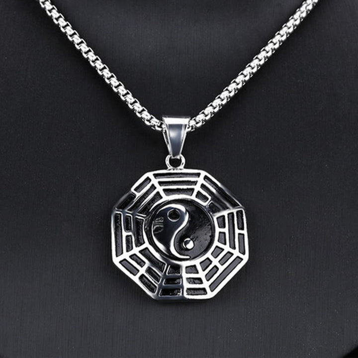 Collier pendentif d'équilibre en acier titane avec Buddha Stones et motif Bagua Yin Yang - image 15