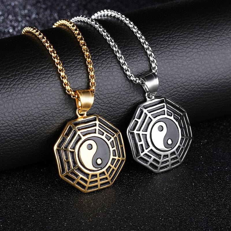 Collier pendentif d'équilibre en acier titane avec Buddha Stones et motif Bagua Yin Yang - image 19