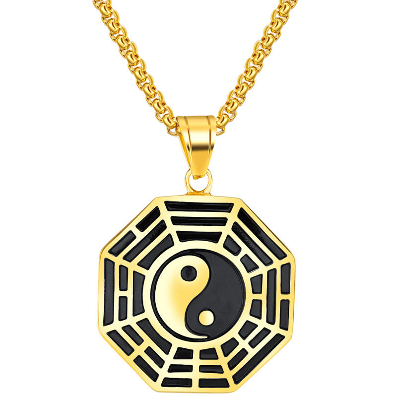 Collier pendentif d'équilibre en acier titane avec Buddha Stones et motif Bagua Yin Yang - image 6